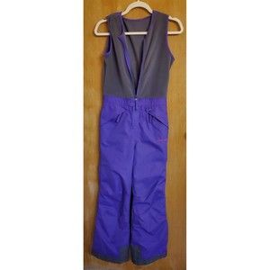 Arctix Snow Bib Overalls Pants Youth Medium Purple Grey Fleece Top Lined Pink